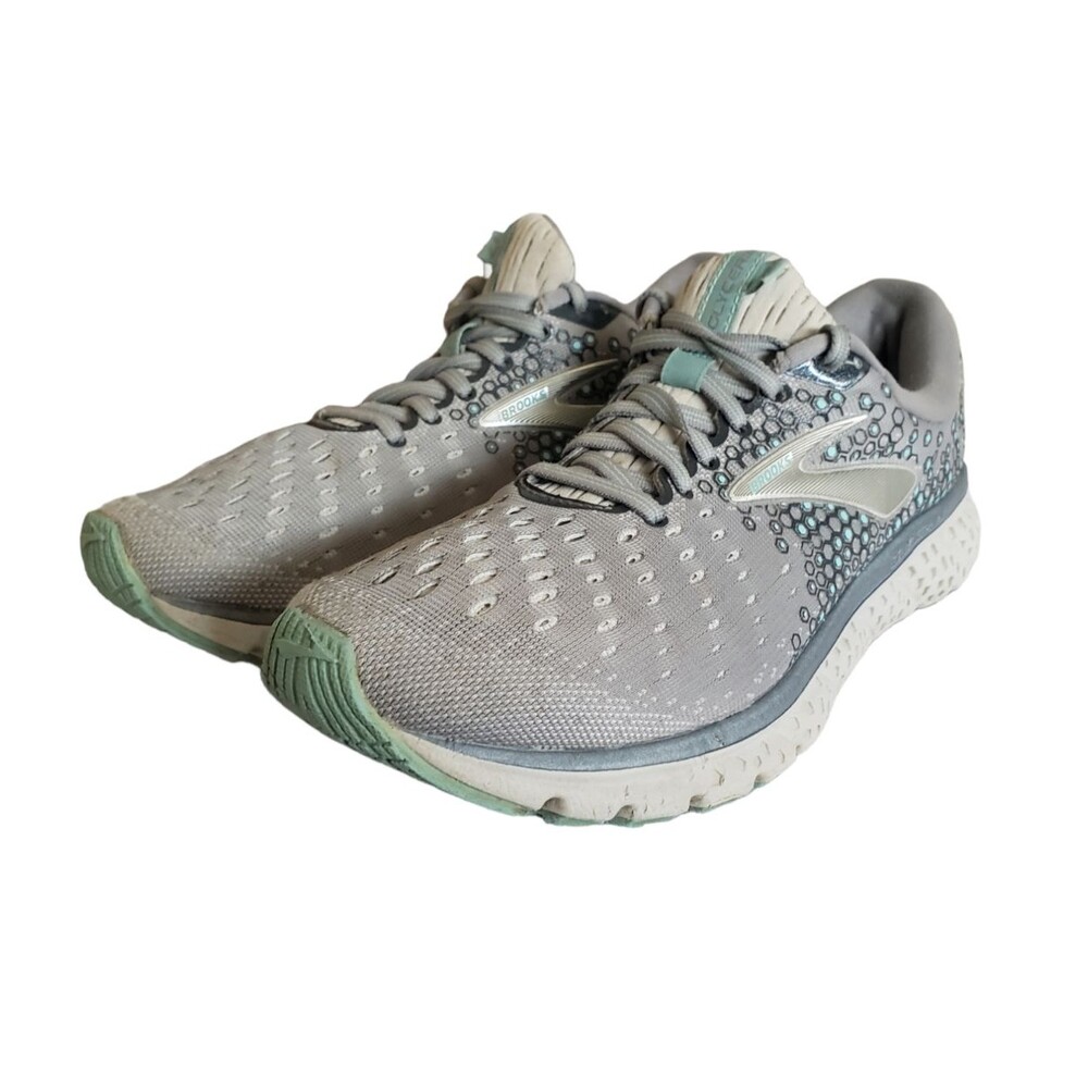 Brooks Glycerin 17 Gray/Aqua Blue Running Shoes Size 9 Women's